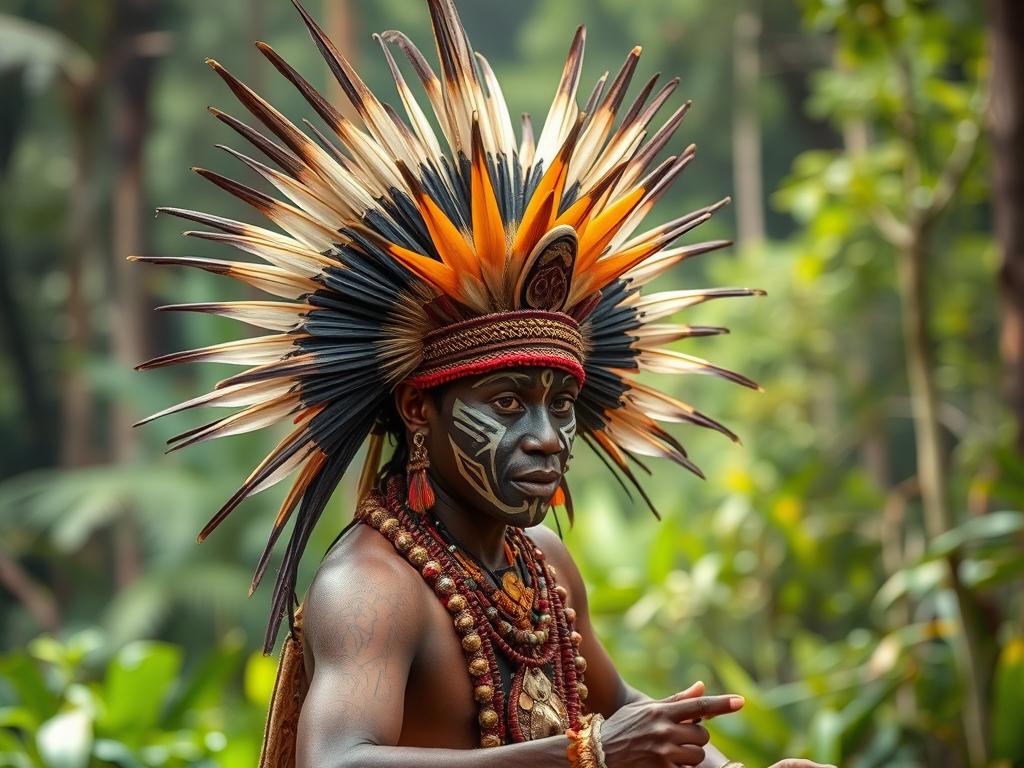 Penari tradisional Papua Barat mengenakan pakaian adat lengkap dengan hiasan kepala saat melakukan ritual Tumbu Tanah